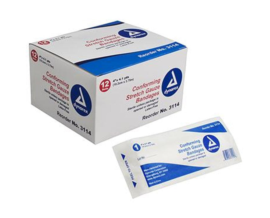 Stretch Gauze Bandage Roll, Sterile 4"