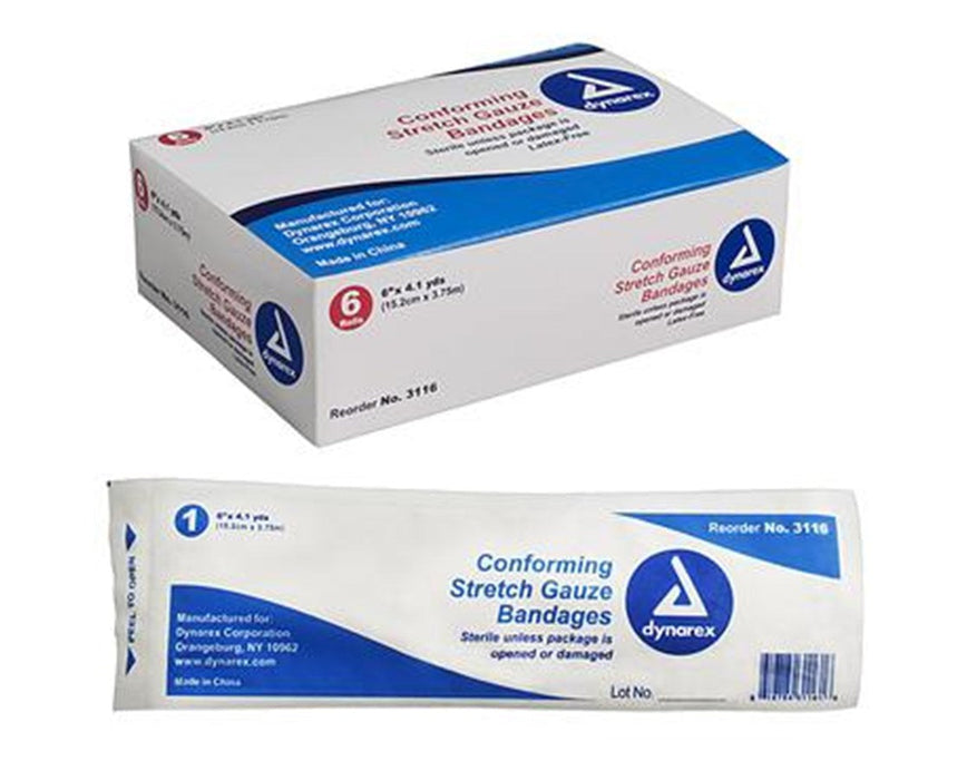 Stretch Gauze Bandage Roll, Sterile 6"