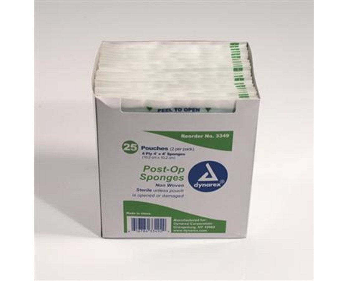 Post -Op Sponges, Non-Woven, Sterile, 2/pk 4 x 4 (2/pch, 25 pch/tray ...
