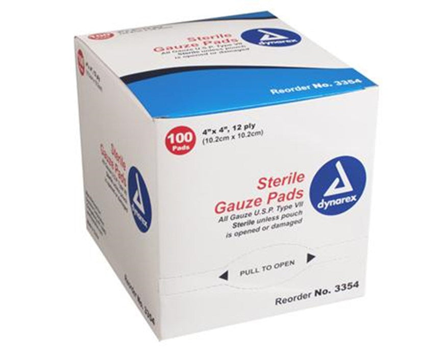 Gauze Pad, Sterile 1/pouch,12 Ply 4 x 4