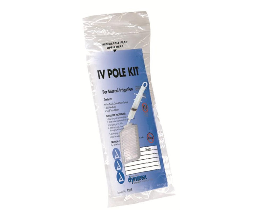 IV Pole Feeding Irrigation Kit w/ 60 cc Syringe (Non-Sterile) - 30/cs