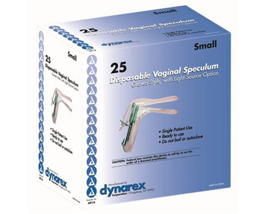 Vaginal Specula Disposable Graves Style Light Source Adaptable, Small