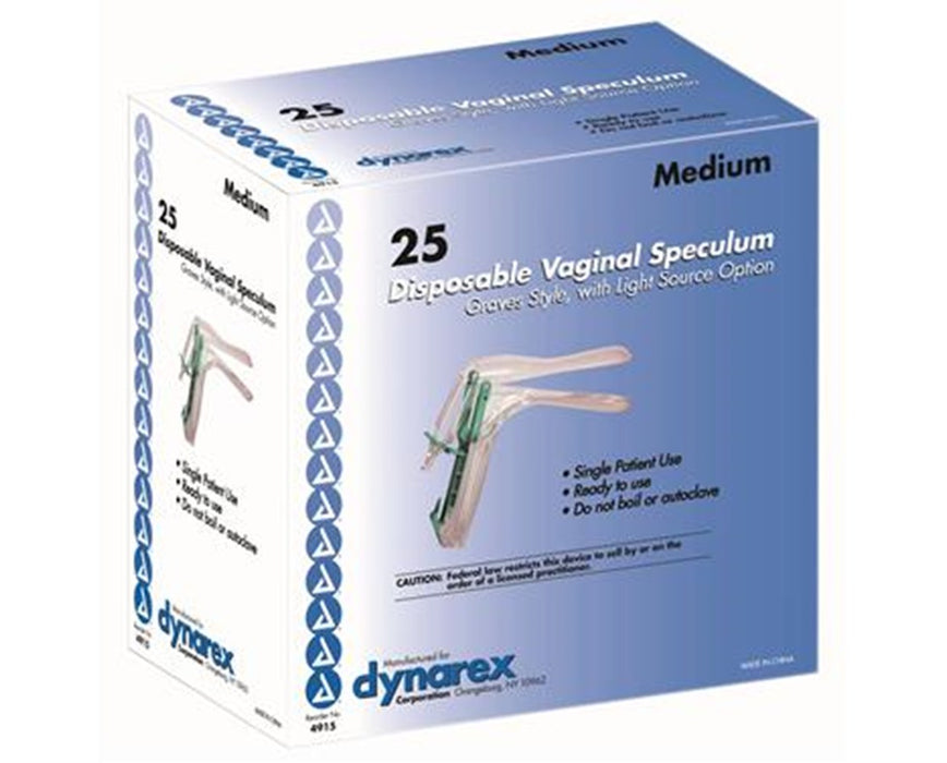 Vaginal Specula Disposable Graves Style Light Source Adaptable, Medium