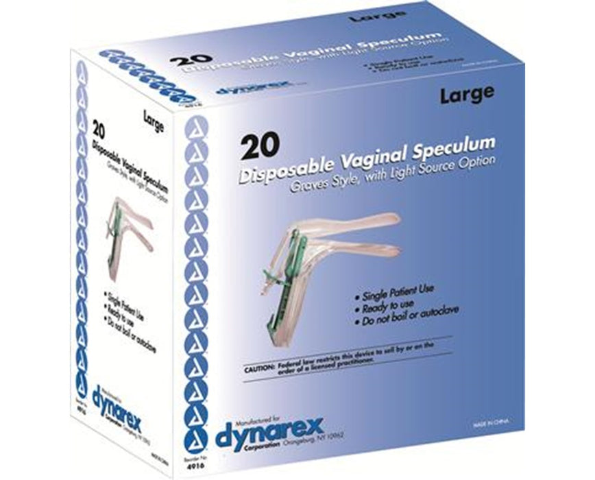 Vaginal Specula Disposable Graves Style Light Source Adaptable, Large