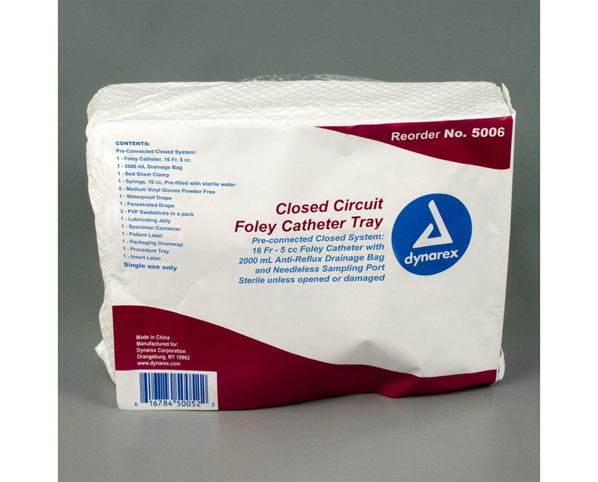 Closed Circuit Foley Catheter Tray - 16FR