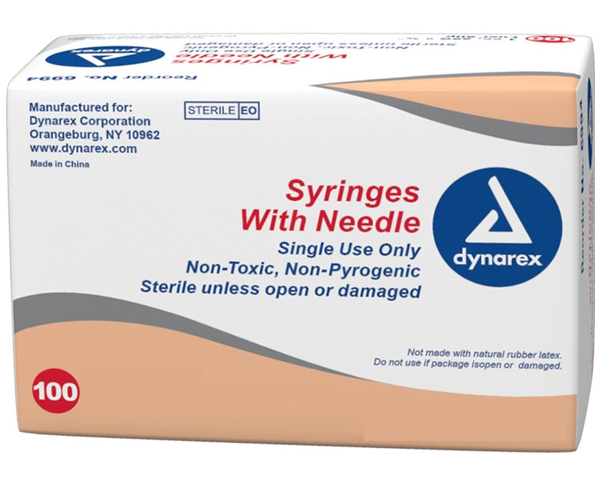 Syringes with Needle 22G - 1" Needle, 3cc, 800 / Cs