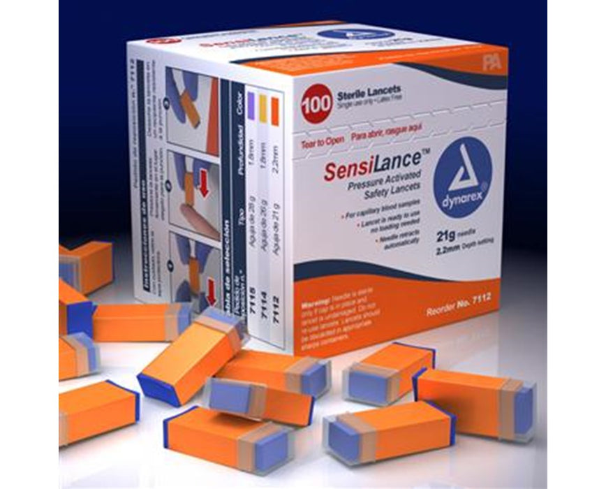 SensiLance Safety Lancets, Pressure Activated 21 Gauge - 1000 Total (100/bx, 10 bx/case)