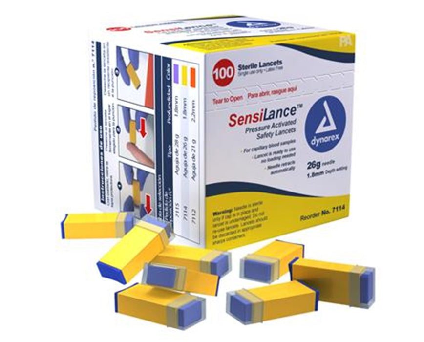 SensiLance Safety Lancets, Pressure Activated 26 Gauge - 1000 Total (100/bx, 10 bx/case)