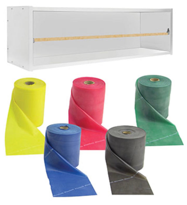 Dispens-A-Band Rack with 5 x 50 yd REP Band Latex Free Set (X-Light to X-Heavy)