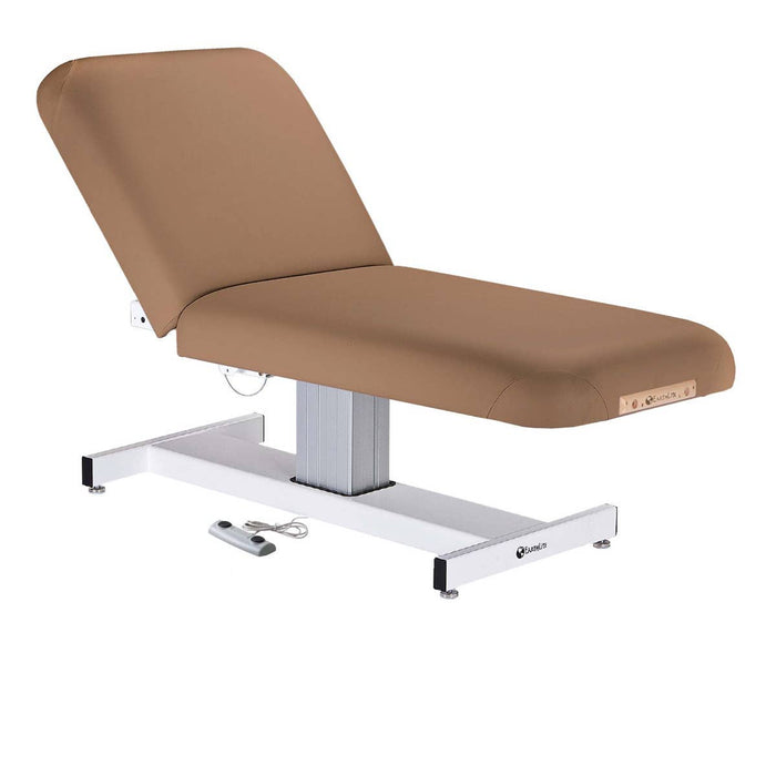 Everest Pedestal Bariatric Power Hi-Lo Massage Table w/ Pneumatic Adjustable Backrest. 32"W [Latte Upholstery]