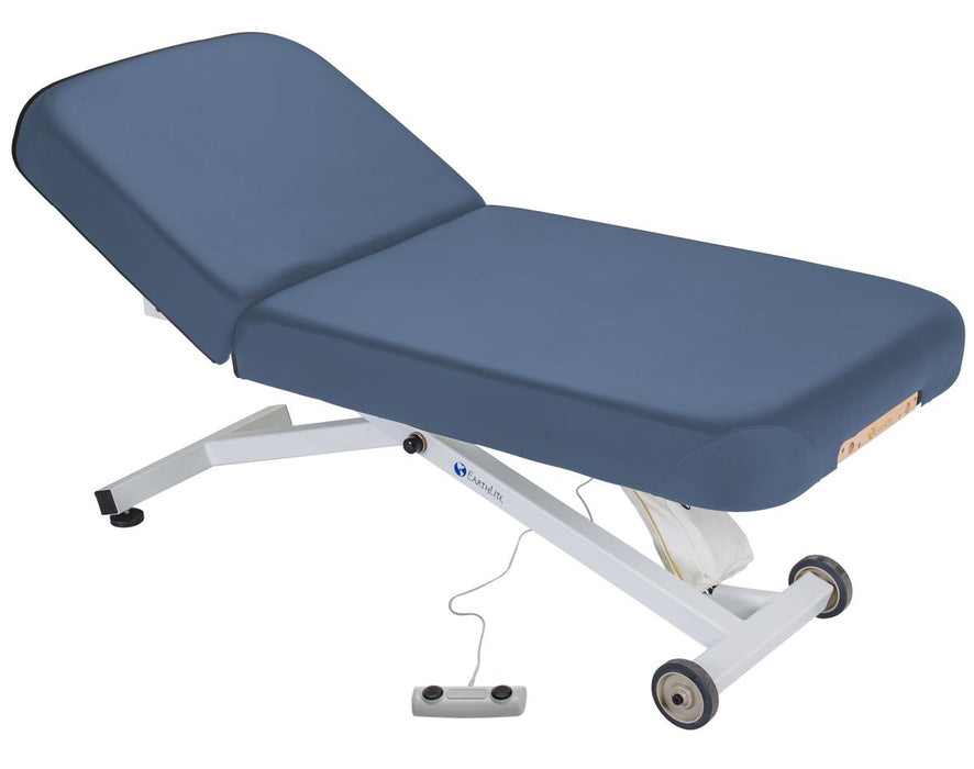 Ellora Bariatric Power Hi-Lo Massage Table w/ Manual Adjustable Backrest [Mystic Blue Upholstery]