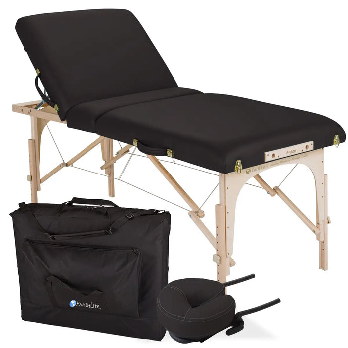 Avalon XD Bariatric Foldable MassageTable. Adjustable Backrest [Black Upholstery]