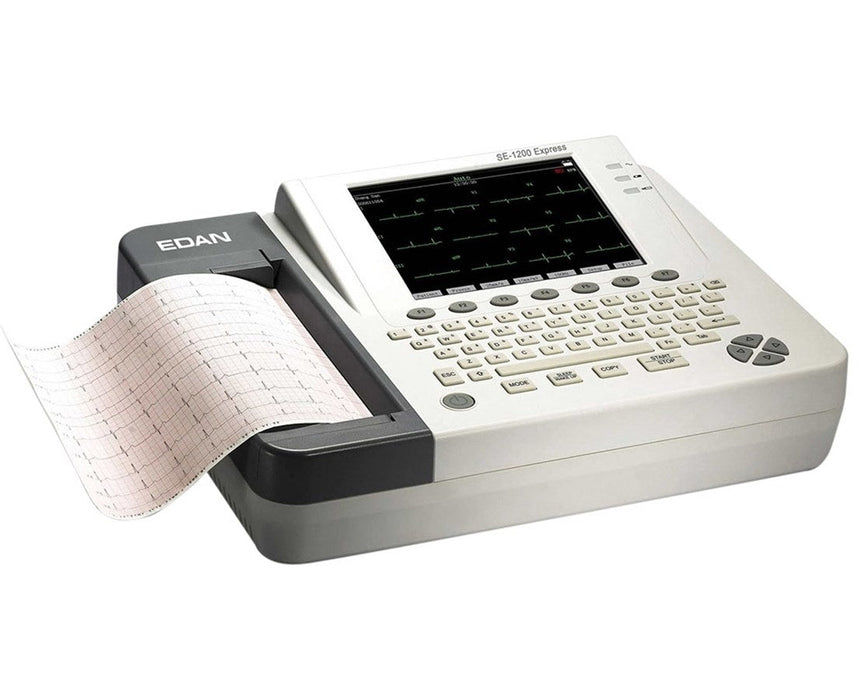 SE-1200 Express 12-Channel ECG Machine multi color, touch LCD; 200 ECGs storage; 350 ECGs printout