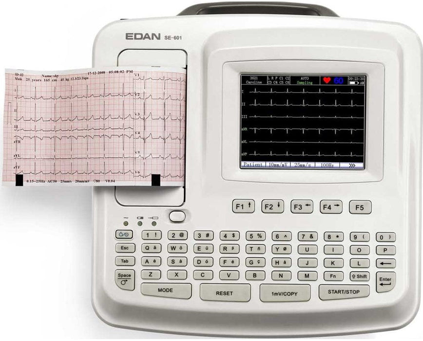 SE-601A 6-Channel ECG Machine w/ 3.5" LCD, Buzzer Speaker & 50 ECGs Storage