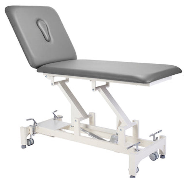 Duo Power Hi-Lo Rehab Therapy Table w/ Adjustable Back & 2 Sections [Grey Upholstery]