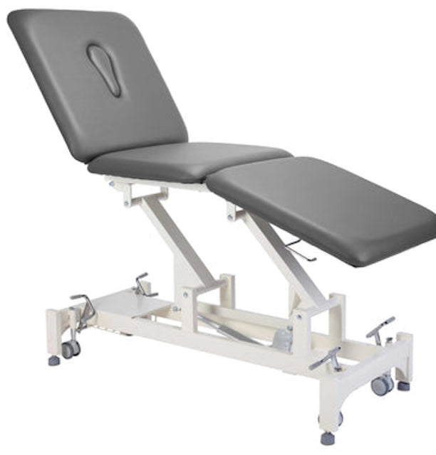 Trio Power Hi-Lo Rehab Therapy Table w/ Adjustable Back & 3 Section Top [Grey Upholstery]