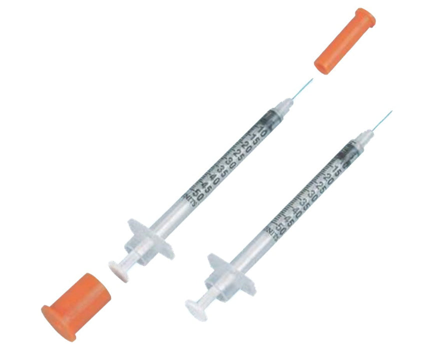 1/2cc Lo-Dose Insulin Syringe with Permanent Needle, U-100 30G x 5/16" - 100/Box