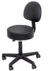 Pneumatic Mobile Exam Stool w/ Backrest [Black Upholstery]