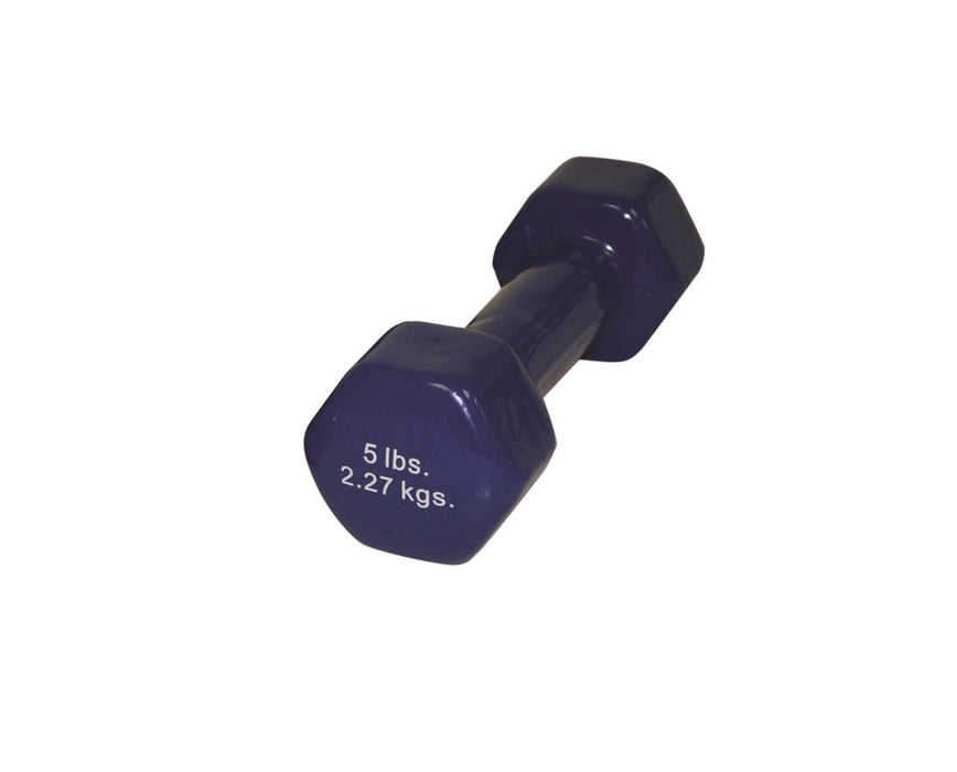 Vinyl Coated Dumbbell - 5 lb., Blue, each