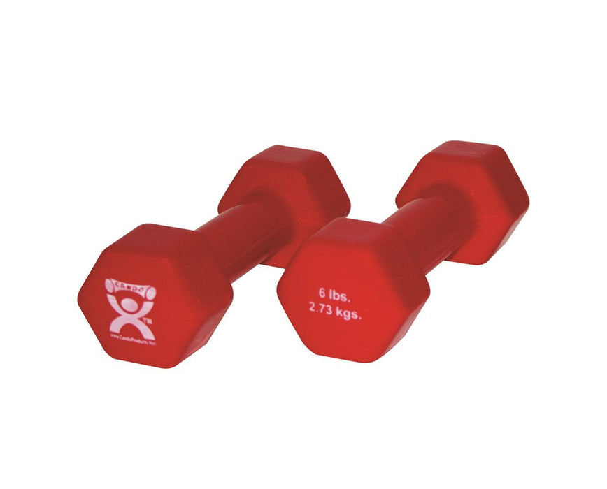 Vinyl Coated Dumbbell - 6 lb, Red, pair