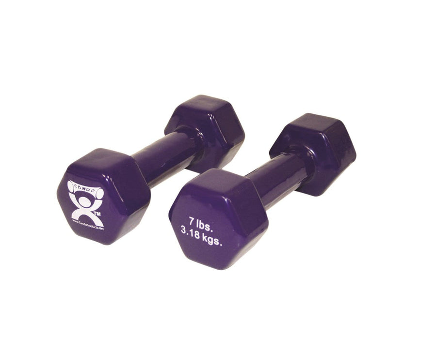 Vinyl Coated Dumbbell - 7 lb, Purple, pair