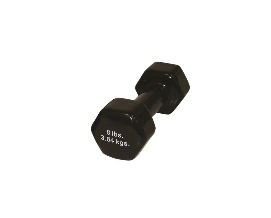 Vinyl Coated Dumbbell - 8 lb., Black, each