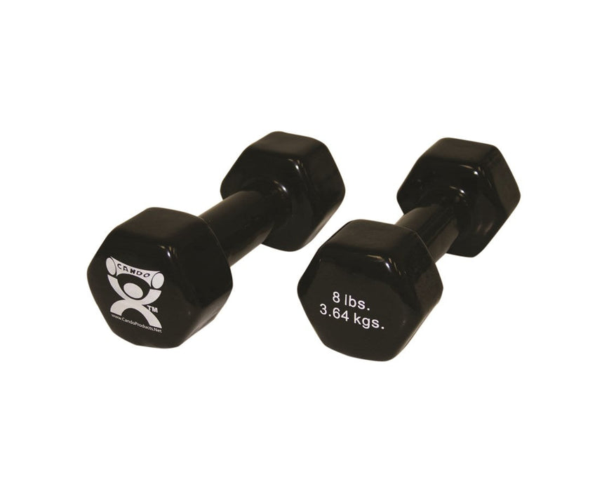 Vinyl Coated Dumbbell - 8 lb, Black, pair