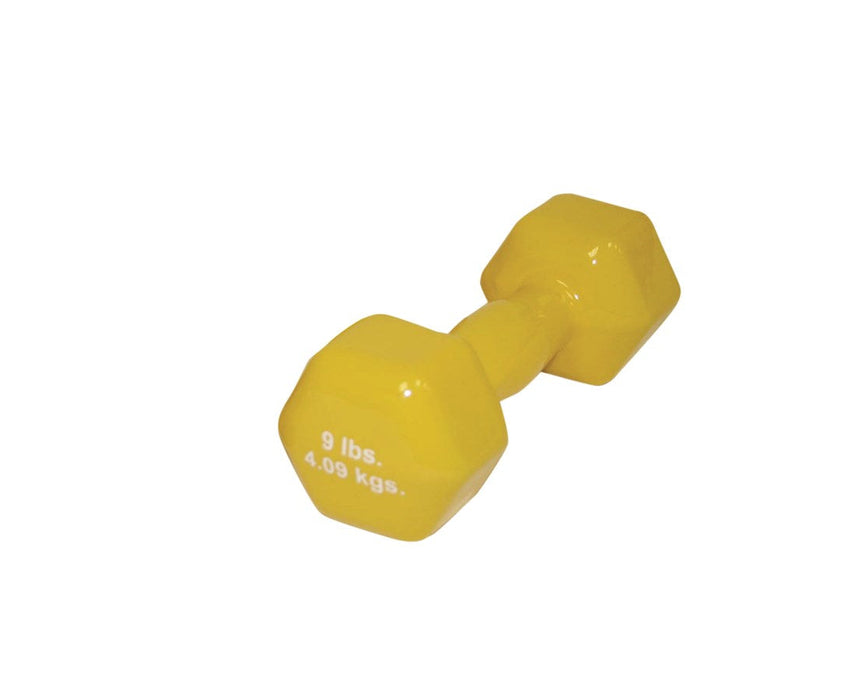 Vinyl Coated Dumbbell - 9 lb., Yellow, each