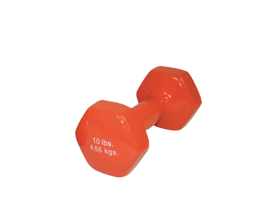 Vinyl Coated Dumbbell - 10 lb., Orange, each