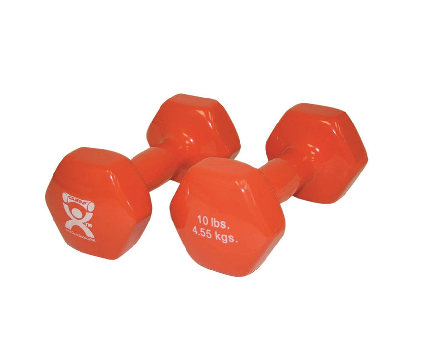 Vinyl Coated Dumbbell - 10 lb, Orange, pair