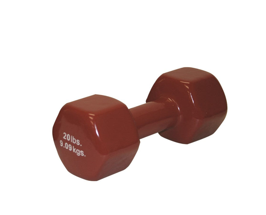 Vinyl Coated Dumbbell - 20 lb., Brown, each