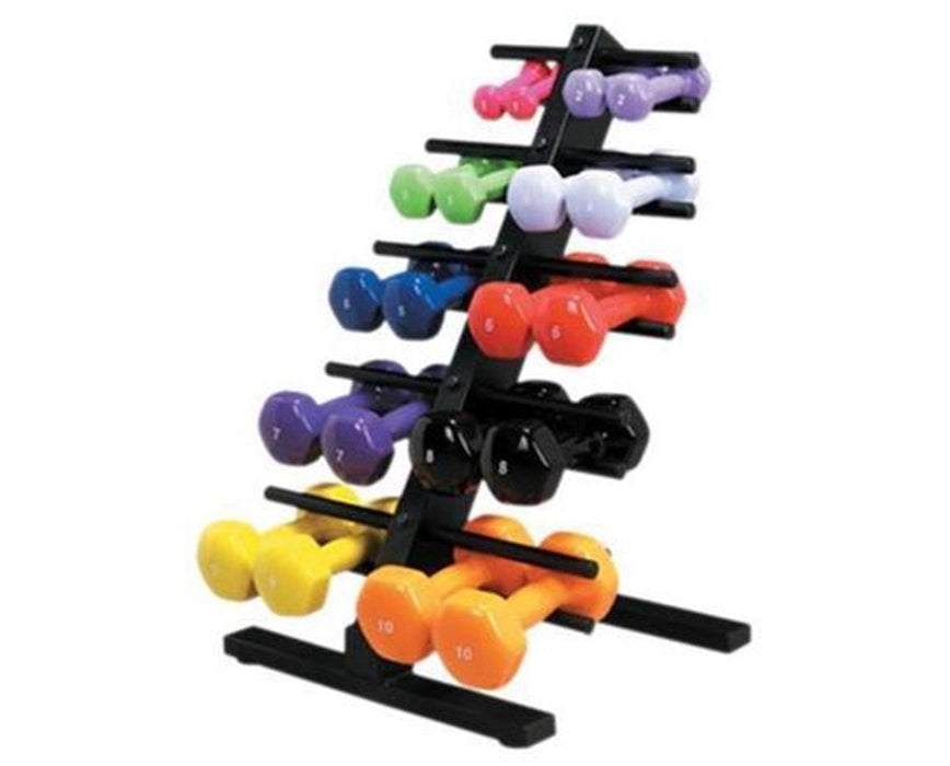 Vinyl Coated Dumbbell Weight Set with Floor Rack