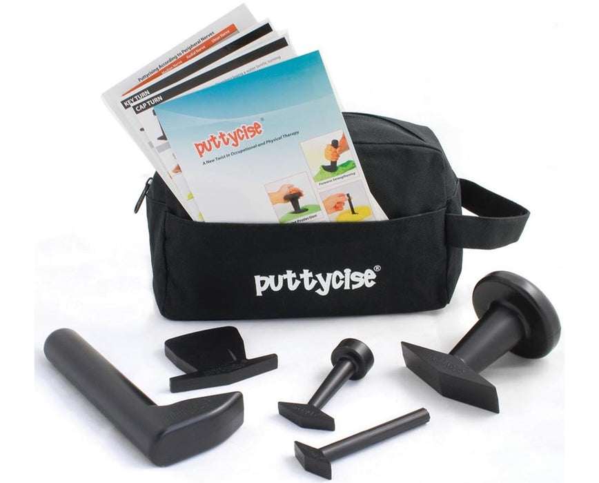 Puttycise 5-Tool Set with 4 ea of 5 lb Putties, Difficult (Soft-X-Firm) & Bag