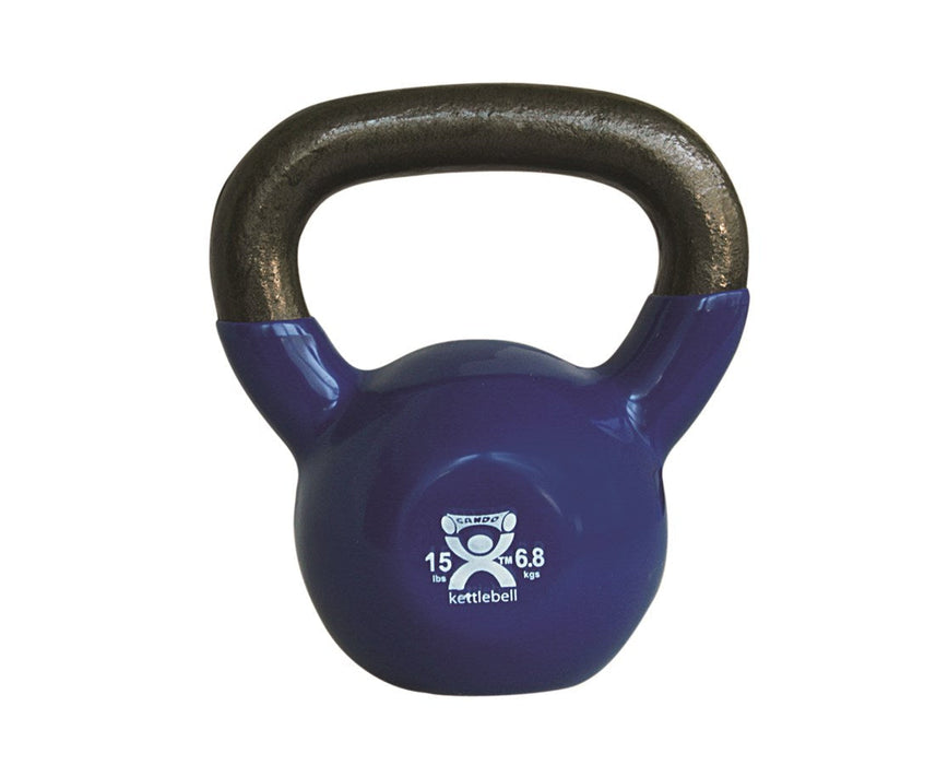 Vinyl-Coated Kettlebell Blue, 15 lb