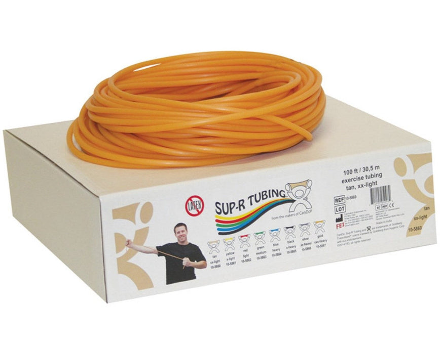 Sup-R Latex-Free Exercise Tubing 5/set: X-Light through X-Heavy (1/ea) 100 ft Dispenser Roll