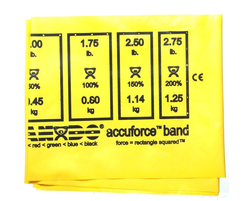 AccuForce Low Powder Exercise Band, 4-Foot Singles - X-light (Yellow) - 1 ea