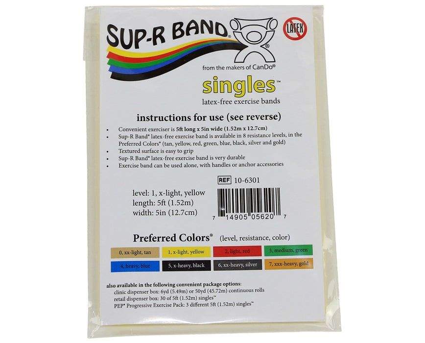 Sup-R Band Singles Latex-Free Exercise Bands - 5 pc Set (1 of each Color)
