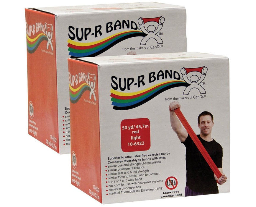 Sup-R Band Latex-Free Exercise Band, Twin-Pak - 5 Color Set (Yellow, Red, Green, Blue, Black - 2 x 50 yard of each color )
