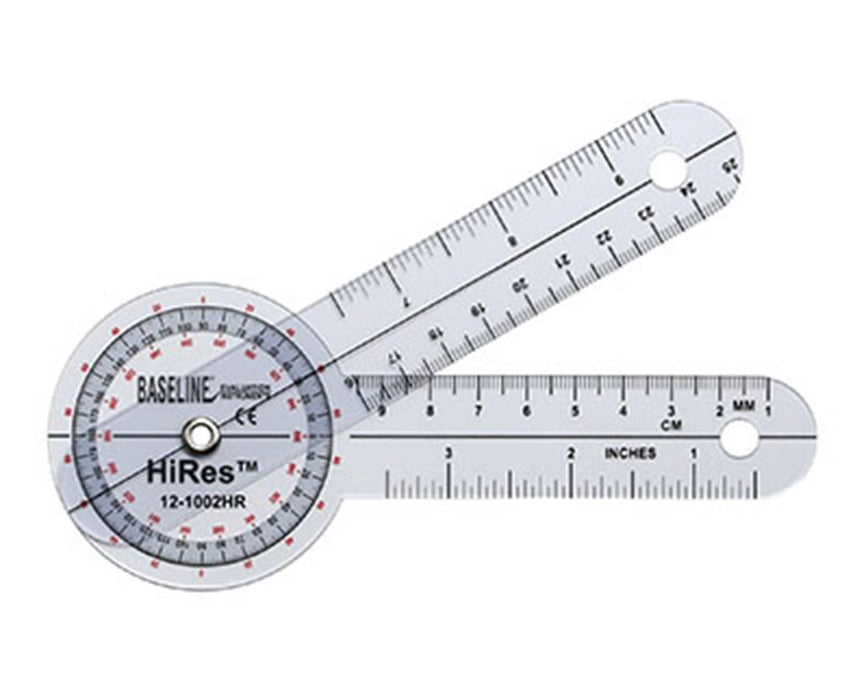 HiRes 360 Degree Plastic Goniometer- 6 Inch Arms