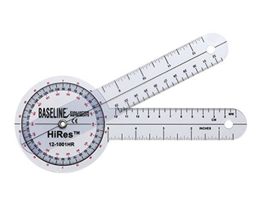 HiRes 360 Degree Plastic Goniometer- 8 Inch Arms