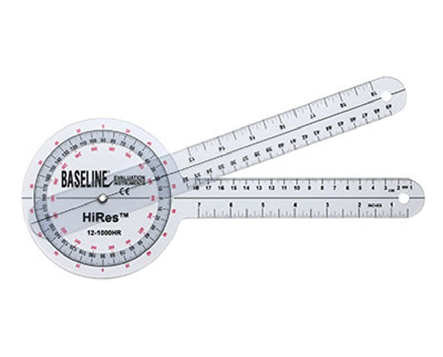 HiRes 360 Degree Plastic Goniometer- 12 Inch Arms