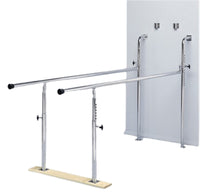 Wall-Mounted Folding Parallel Bars w/ Wood Base. 7' L for Physical Therapy