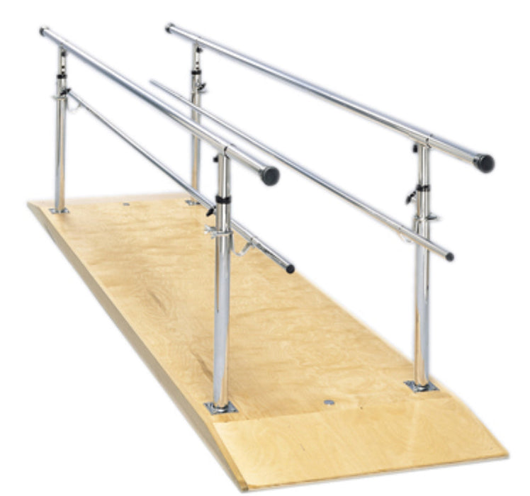 Adjustable Parallel Bars w/ Wood Platform (10' to 12' L) for Physical Therapy