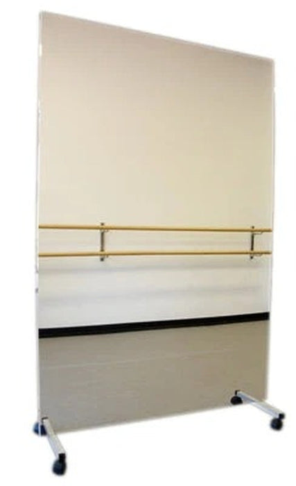 Mobile Ultra-Safe Glassless Mirror w/ Corkboard Back Panel. 24" W x 72" H for Physical Therapy