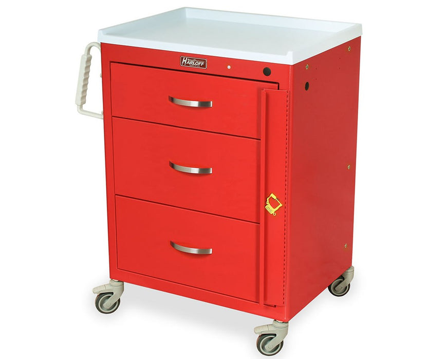 M-Series Short Steel Emergency Crash Cart w/ Breakaway Lock - 3 Drawers (One 6", Two 9"), 3" Caster