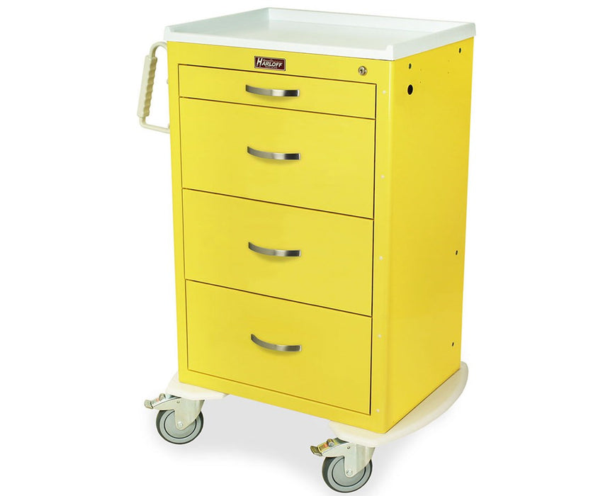 M-Series Tall Steel Infection Control Cart - 5" Casters, Bumpers & Key Lock: 3 Drawers (One 6", Two 12")