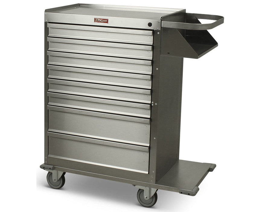 Eight Drawer Stainless Steel Cast Cart - Break-Away Lock & Standard Package