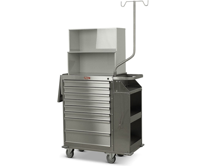 8 Drawer Stainless Steel Cast Cart w/ Top Storage Compartment: Basic Electronic Pushbutton Lock