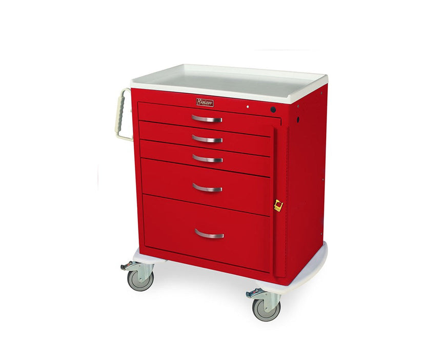 M-Series Wide Short Steel Emergency Crash Cart w/ Breakaway Lock - 3 Drawers (One 6", Two 9")