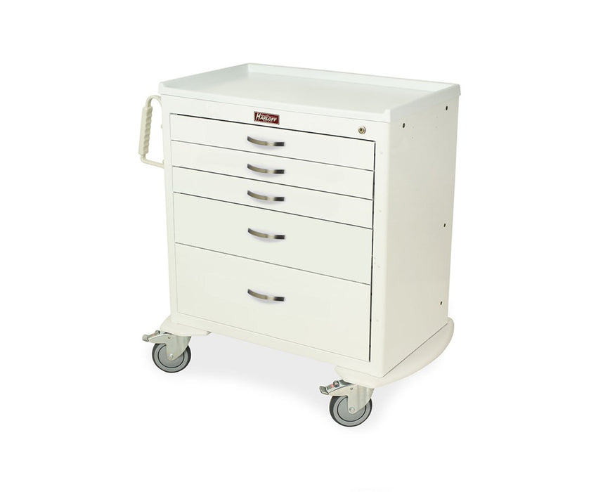 M-Series Wide Short Steel Mobile Anesthesia Cart w/ 5 Drawers & Electronic Pushbutton Lock